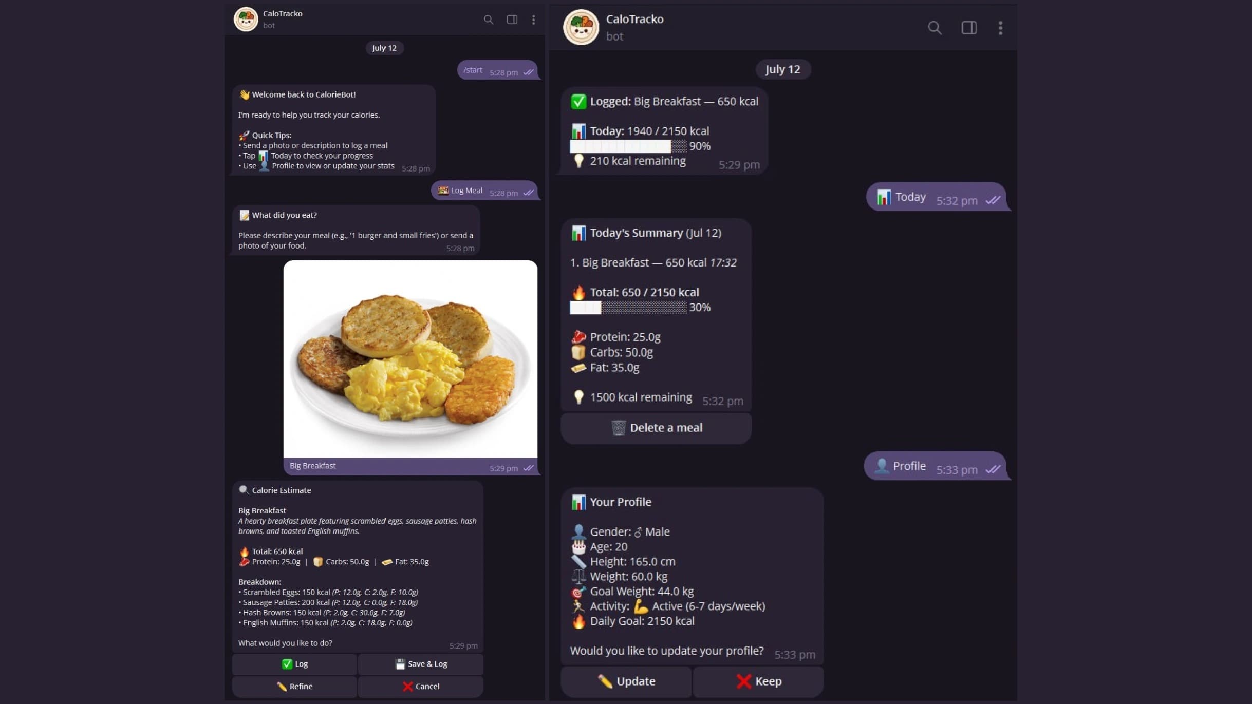 CaloTracko screenshot 1