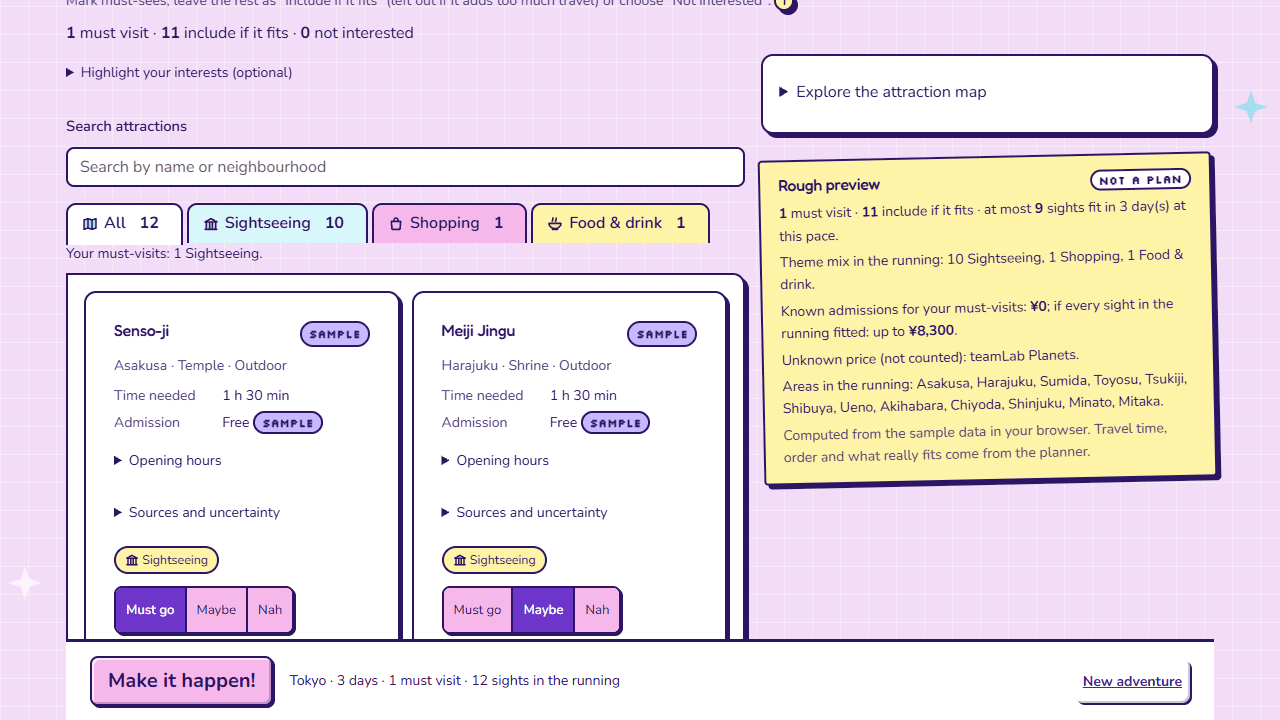 Fitinerary screenshot 1